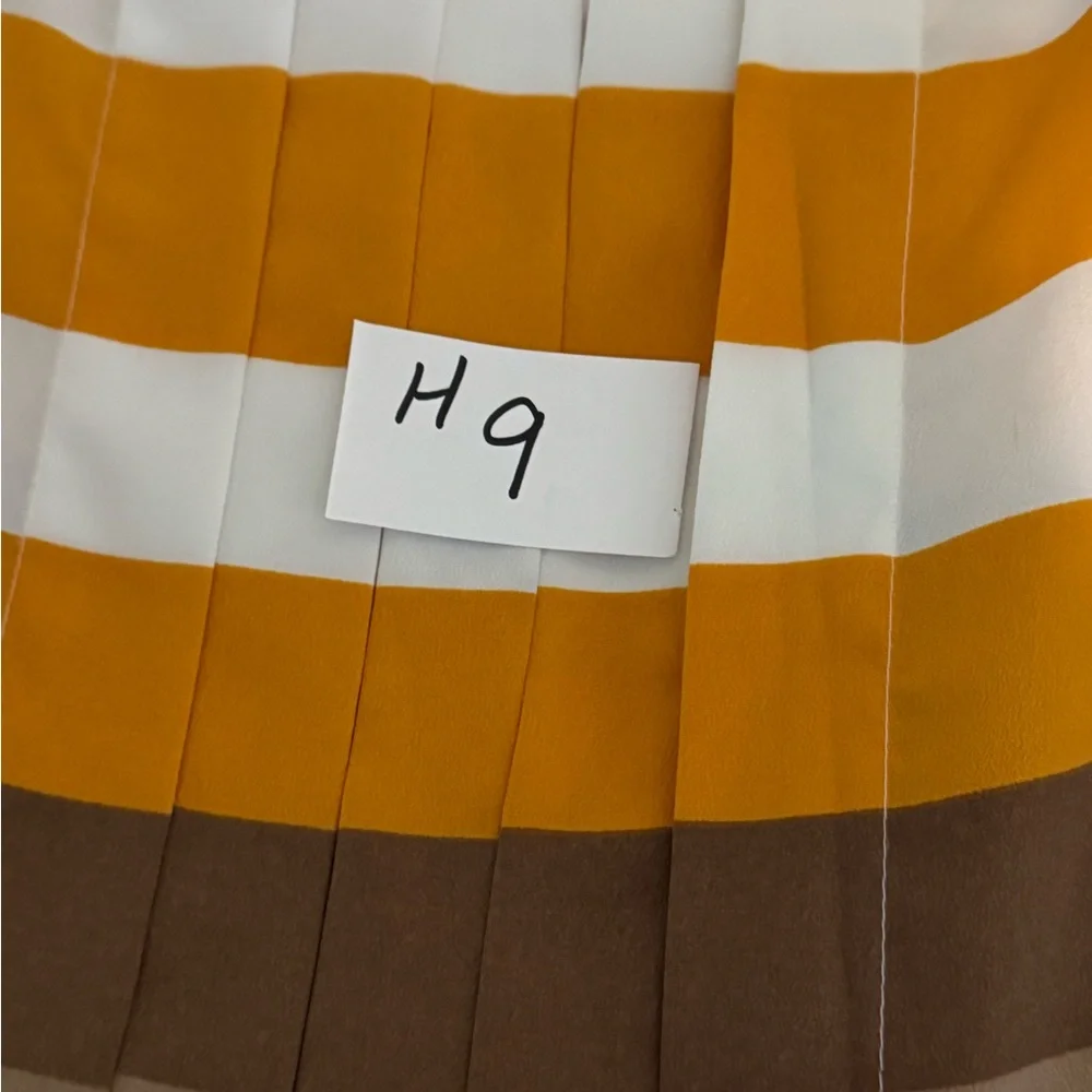 H-9 New York‎ & Company White Orange & Brown Stripe Sleeveless Blouse Size S